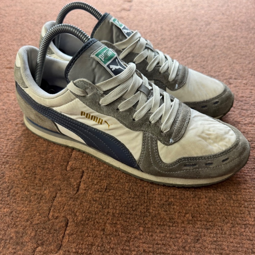 B+‎ shoes Puma Cabana Racer II Gray Navy White Mens Sneakers 347163-12 Size 7.5